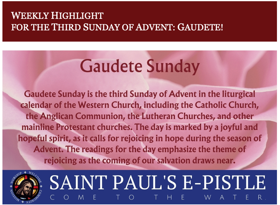 E-pistle for Sunday 22 Dec 2024